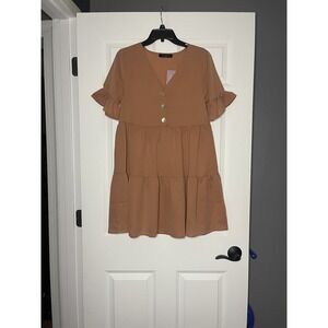 Maverick the collection short sleeve Tiered Babydoll dress medium mauve nwt